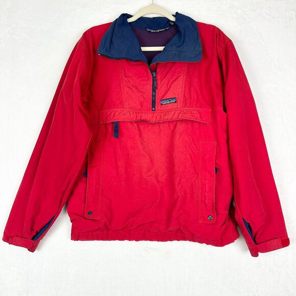 Vintage Patagonia Nylon Pullover Jacket Mens Size Small Red Anorak Rain 90s - Picture 1 of 8